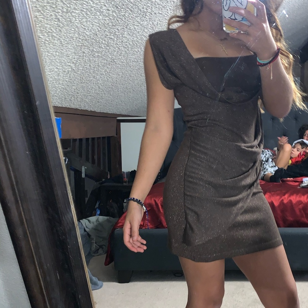Dark brown sparkling dress